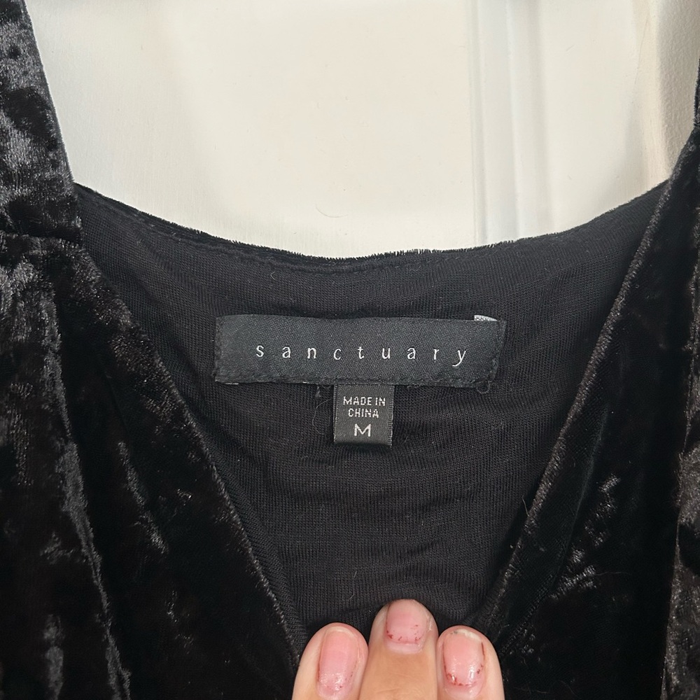 Sanctuary Black Velvet Cold Shoulder Top - Picture 7 of 8